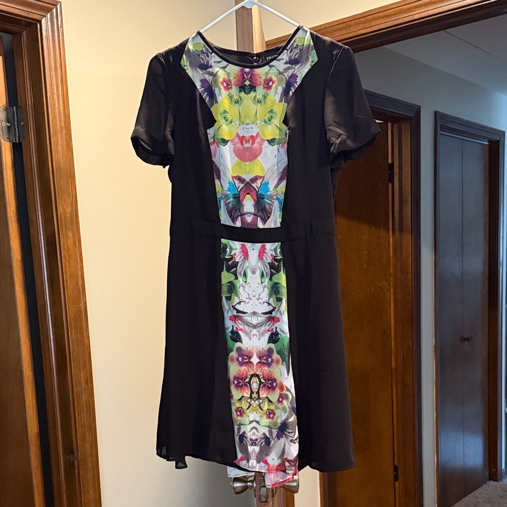 Black Prabal Gurung for Target Dress with Colorful Floral Panel